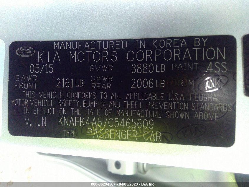 2016 KIA FORTE LX - KNAFK4A67G5465609