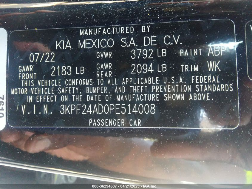 2023 KIA FORTE LXS - 3KPF24AD0PE514008
