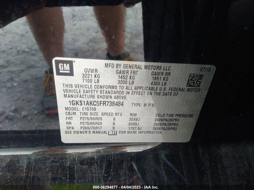 2015 GMC YUKON SLE - 1GKS1AKC5FR738484