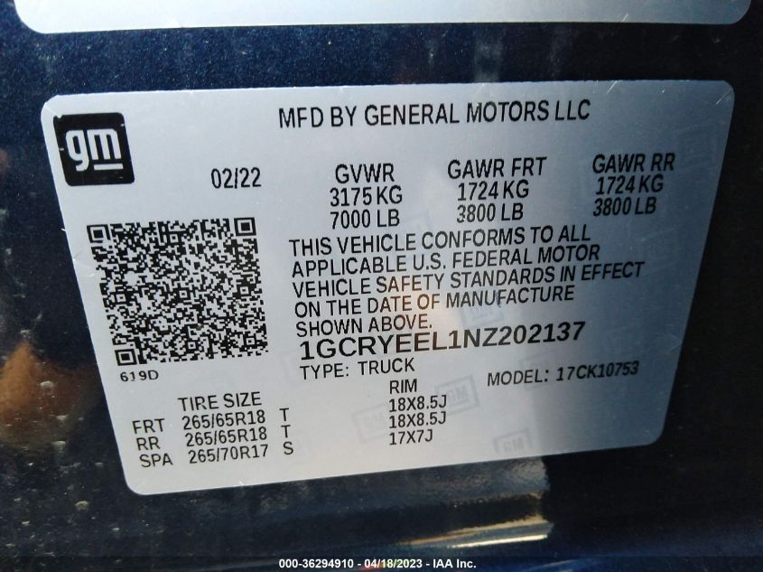 2022 CHEVROLET SILVERADO 1500 LTD RST - 1GCRYEEL1NZ202137