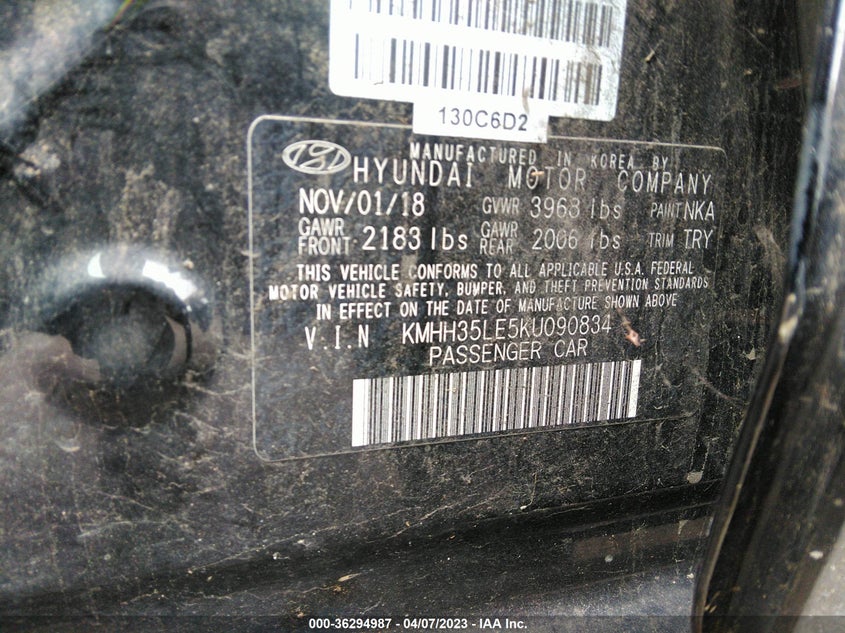 VIN KMHH35LE5KU090834 2019 HYUNDAI ELANTRA GT