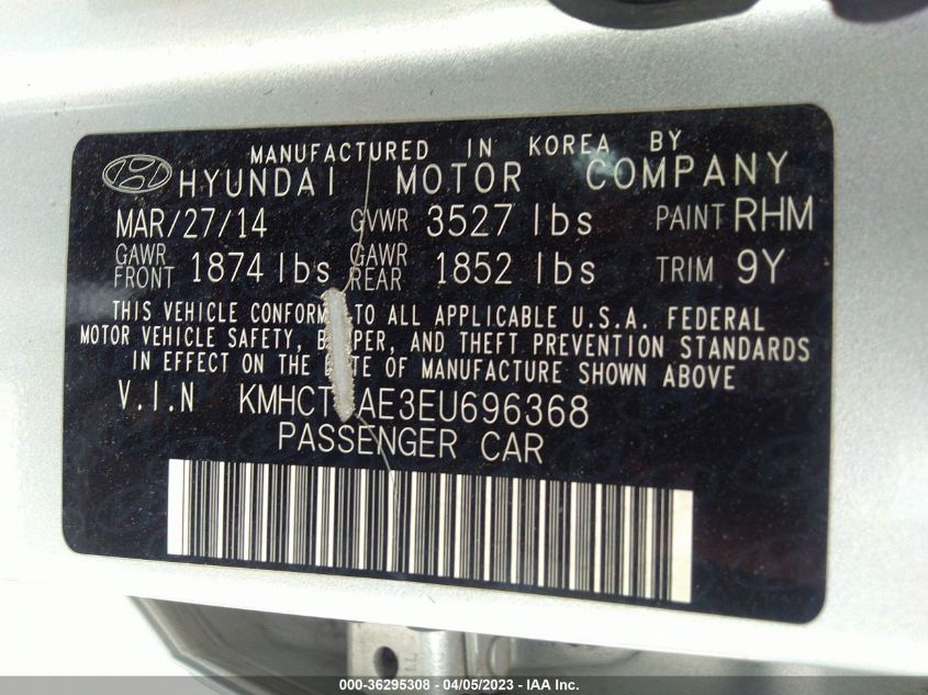 2014 HYUNDAI ACCENT GLS - KMHCT4AE3EU696368