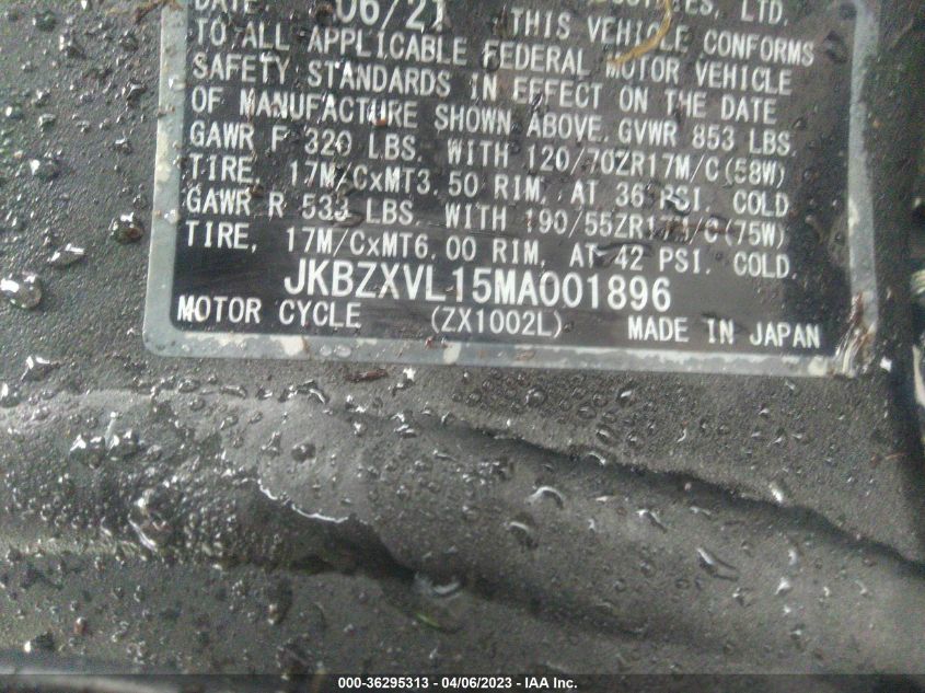 2021 KAWASAKI ZX1002 L - JKBZXVL15MA001896