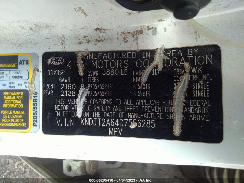 2013 KIA SOUL + - KNDJT2A64D7556285