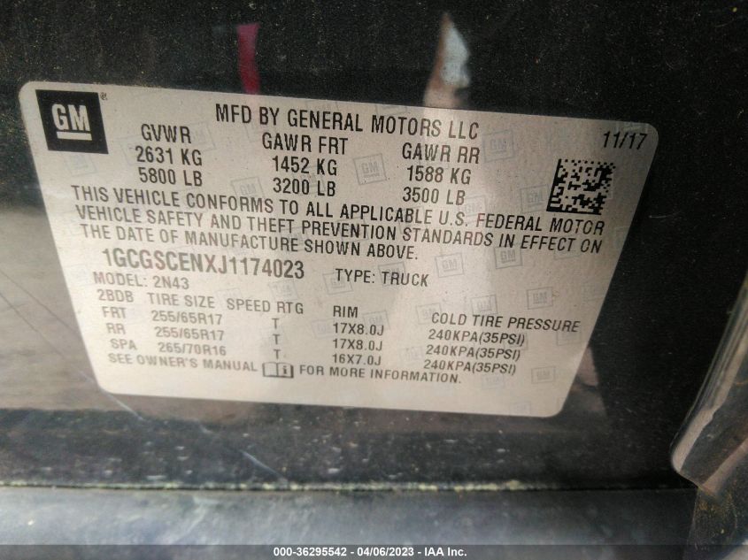 2018 CHEVROLET COLORADO 2WD LT - 1GCGSCENXJ1174023