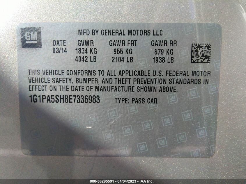 2014 CHEVROLET CRUZE LS - 1G1PA5SH8E7336983