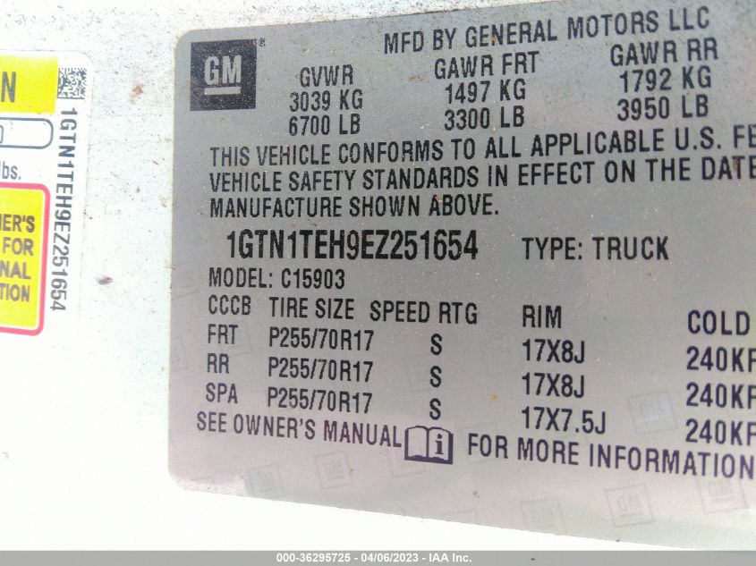 2014 GMC SIERRA 1500 - 1GTN1TEH9EZ251654