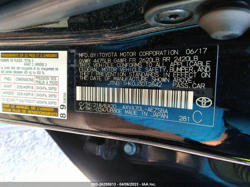 2018 TOYOTA CAMRY SE - JTNB11HK0J3012842