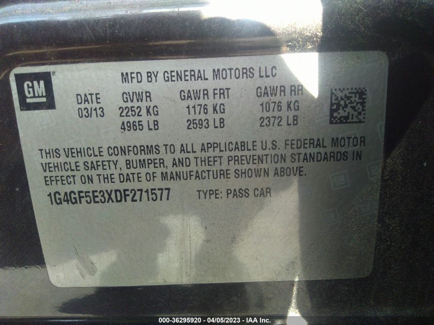 2013 BUICK LACROSSE PREMIUM 1 - 1G4GF5E3XDF271577