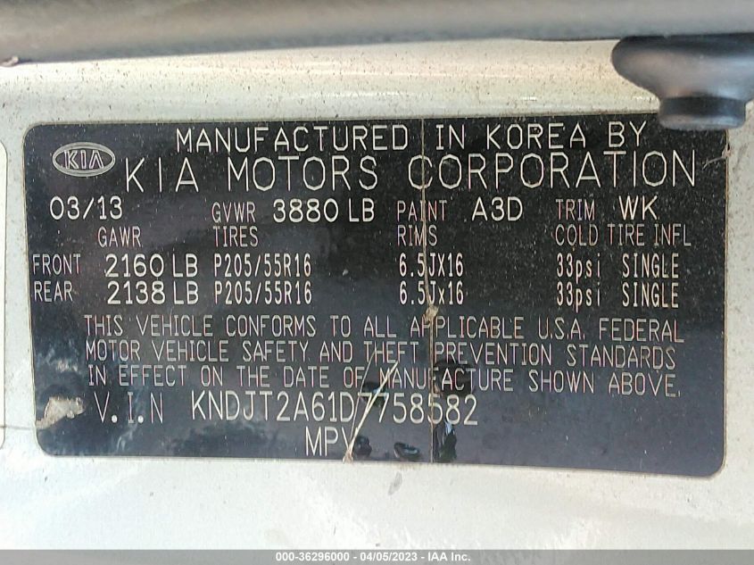 2013 KIA SOUL + - KNDJT2A61D7758582