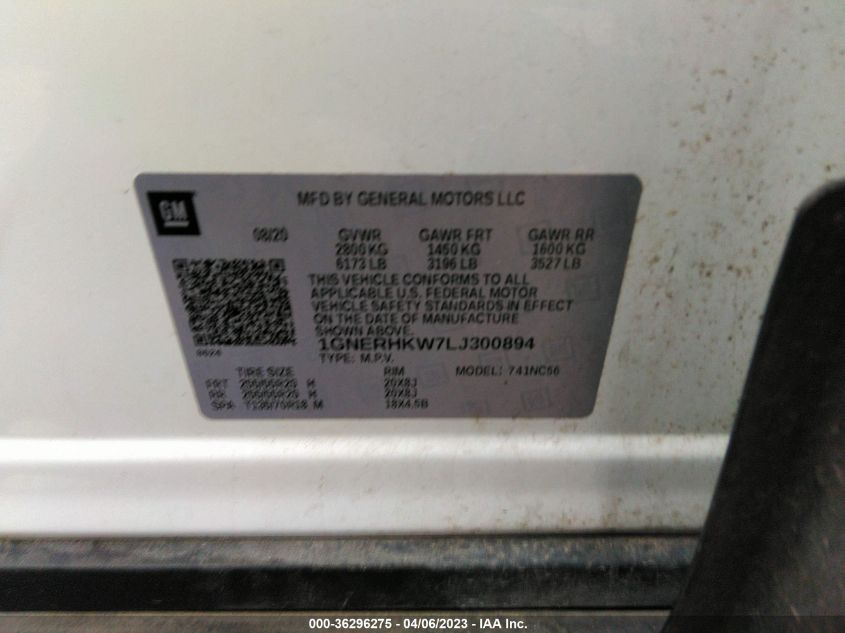 2020 CHEVROLET TRAVERSE LT LEATHER - 1GNERHKW7LJ300894