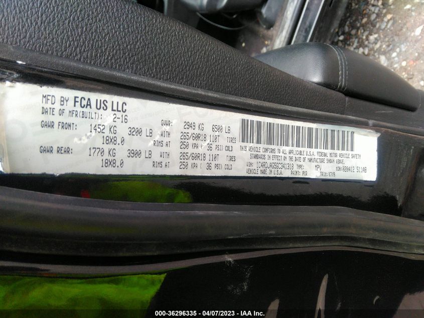 2016 DODGE DURANGO SXT - 1C4RDJAG5GC341318