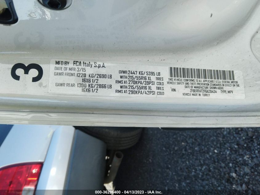 2015 RAM PROMASTER CITY CARGO VAN TRADESMAN - ZFBERFAT2F6A28434