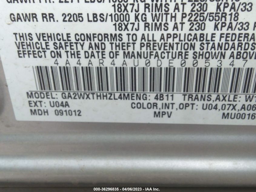 2013 MITSUBISHI OUTLANDER SPORT SE - 4A4AR4AU0DE005347