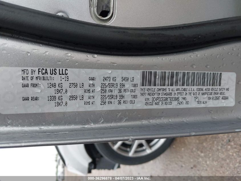 2019 DODGE JOURNEY GT - 3C4PDCEG8KT693805
