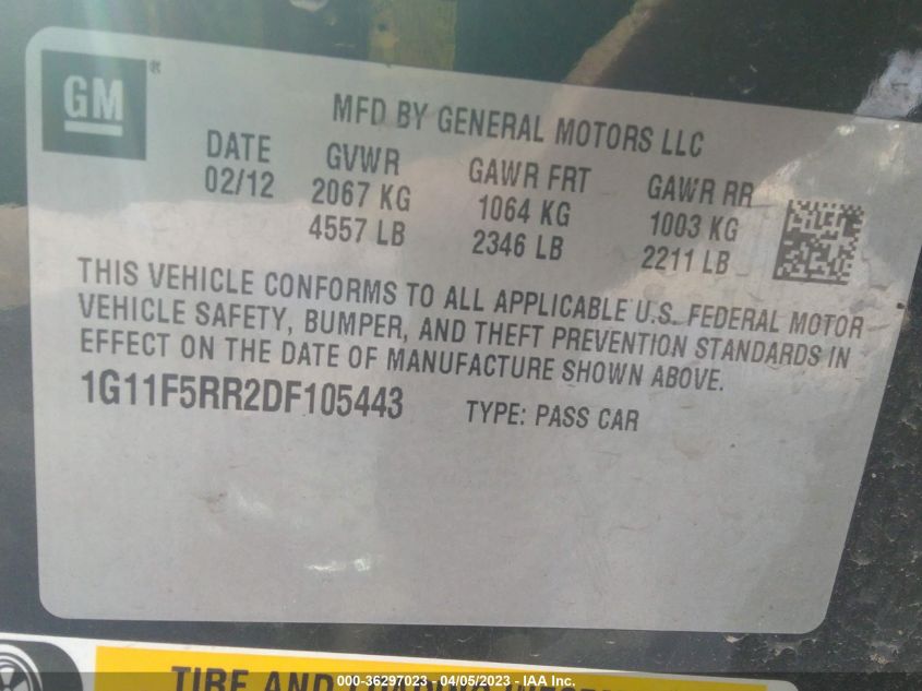 2013 CHEVROLET MALIBU ECO - 1G11F5RR2DF105443
