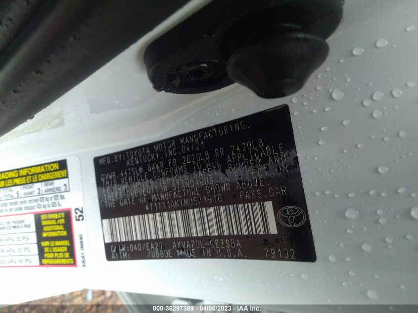 2021 TOYOTA CAMRY SE - 4T1T11AK7MU571916