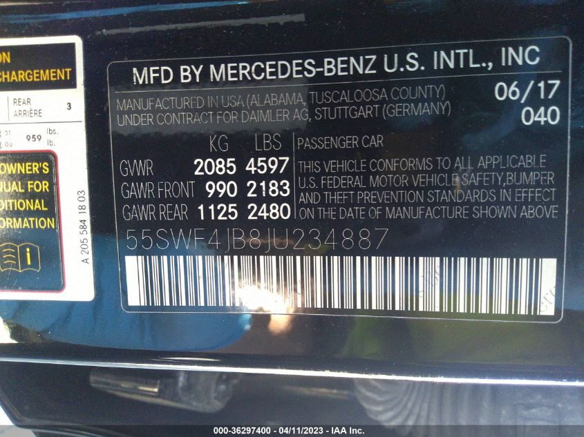 2018 MERCEDES-BENZ C-CLASS C 300 - 55SWF4JB8JU234887