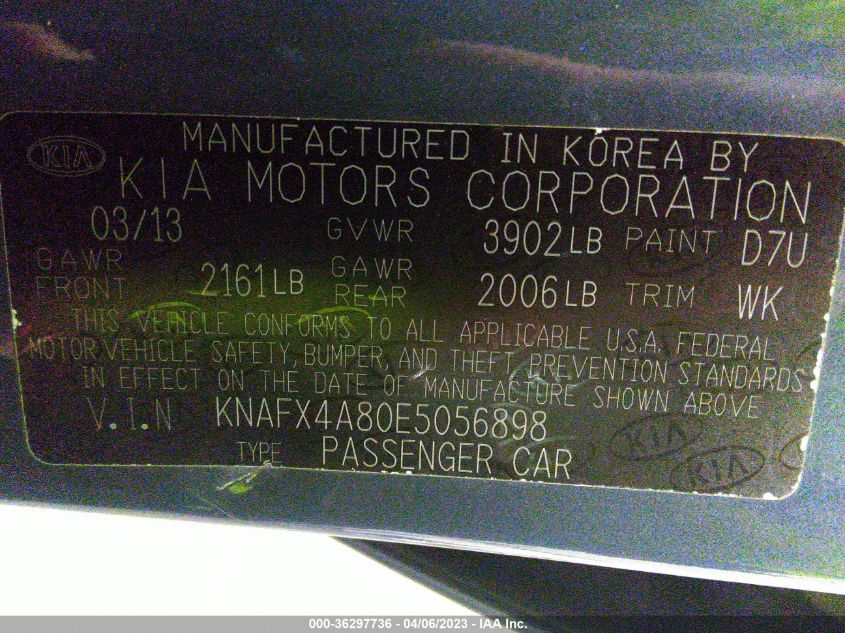 2014 KIA FORTE EX - KNAFX4A80E5056898
