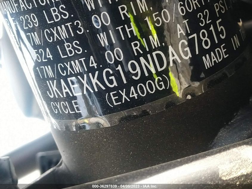 2022 KAWASAKI EX400 JKAEXKG19NDAG7815