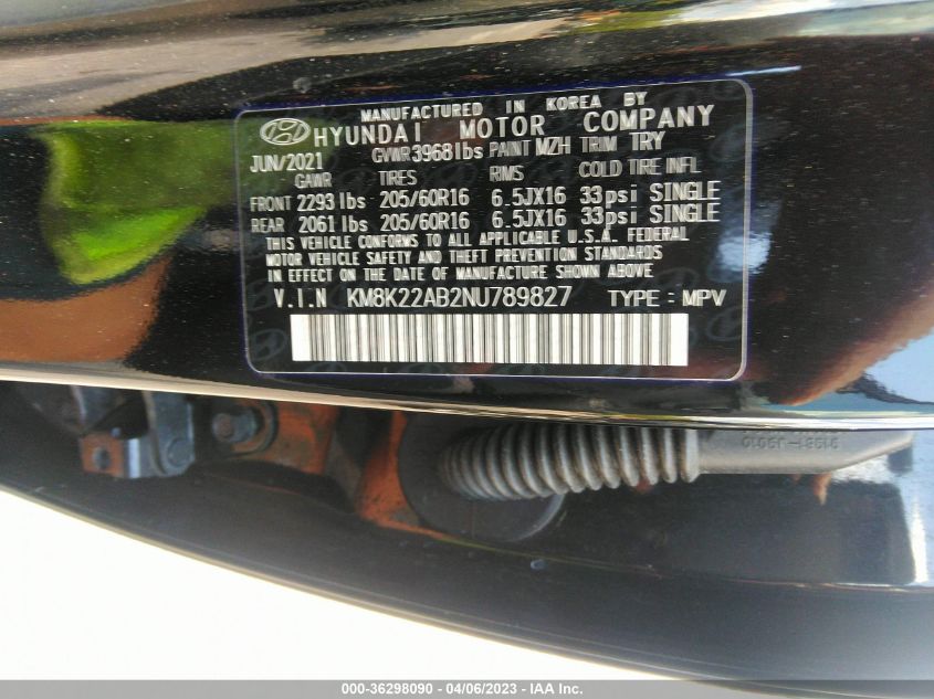 2022 HYUNDAI KONA SE - KM8K22AB2NU789827