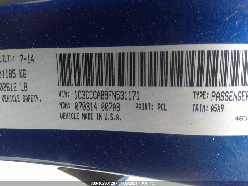 2015 CHRYSLER 200 LIMITED - 1C3CCCAB9FN531171