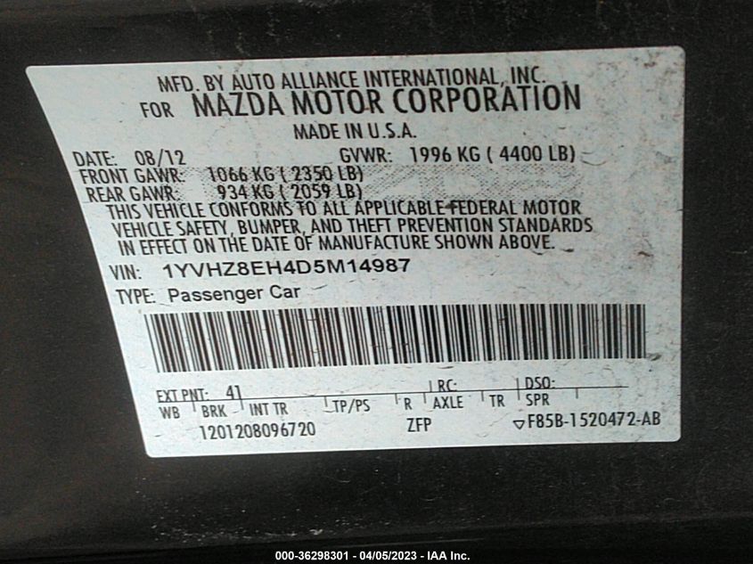 2013 MAZDA MAZDA6 I TOURING PLUS - 1YVHZ8EH4D5M14987