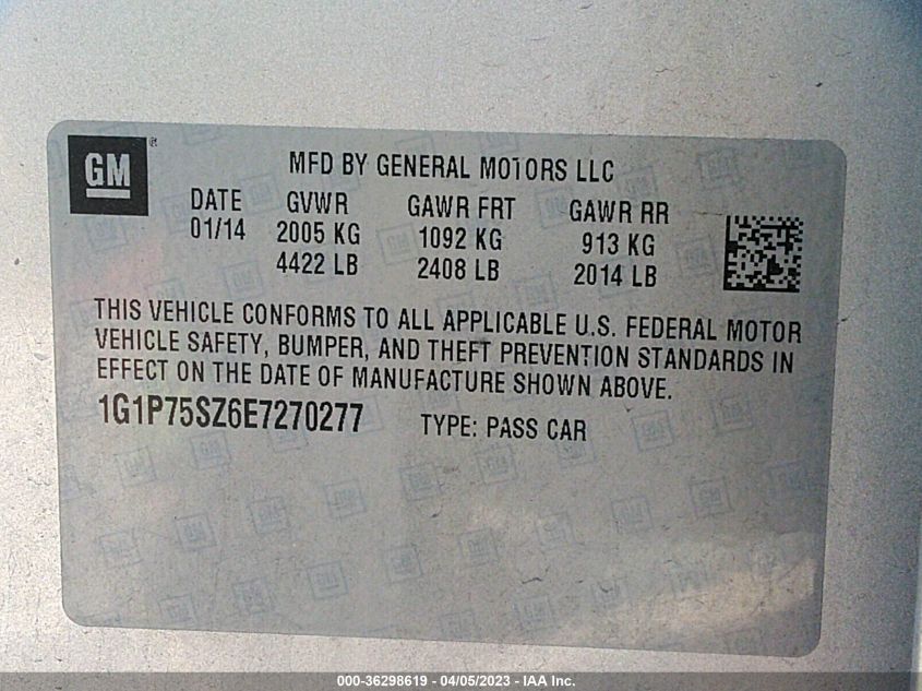 2014 CHEVROLET CRUZE DIESEL - 1G1P75SZ6E7270277