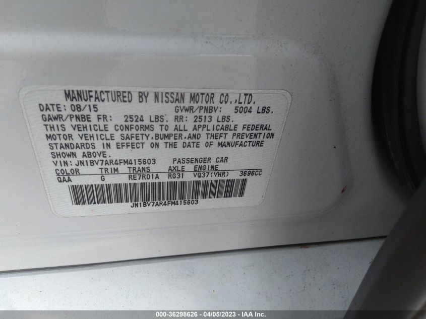 2015 INFINITI Q50 - JN1BV7AR4FM415603