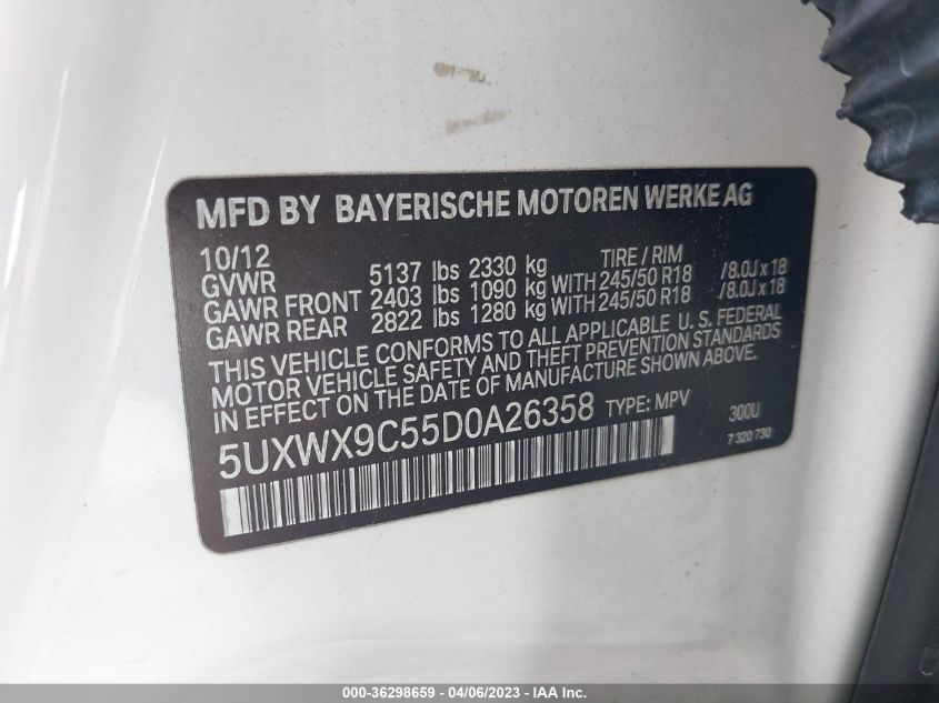 2013 BMW X3 XDRIVE28I - 5UXWX9C55D0A26358