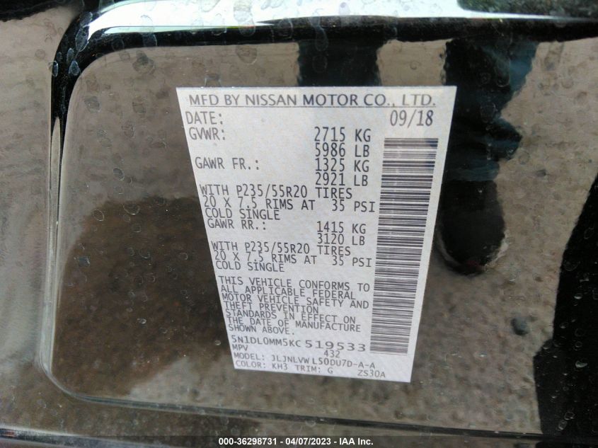2019 INFINITI QX60 LUXE - 5N1DL0MM5KC519533