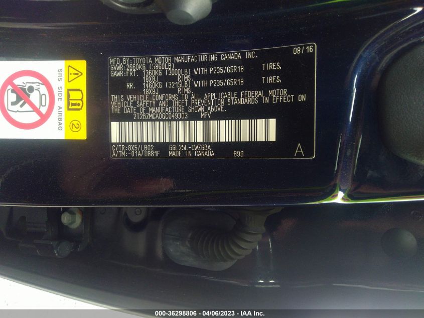 2016 LEXUS RX 350 F SPORT - 2T2BZMCA0GC049303