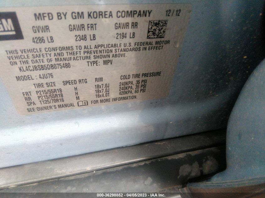 2013 BUICK ENCORE CONVENIENCE - KL4CJBSB5DB075480
