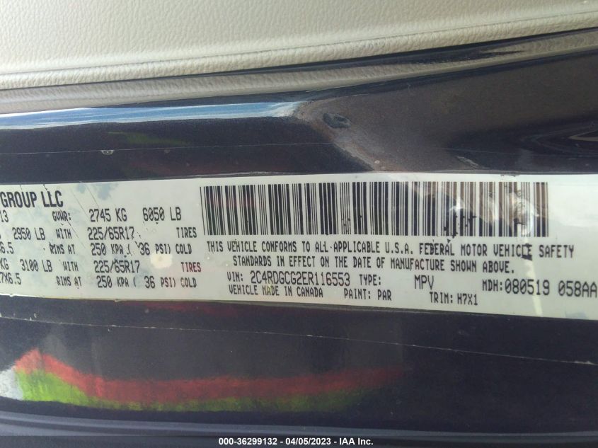 2014 DODGE GRAND CARAVAN SXT - 2C4RDGCG2ER116553