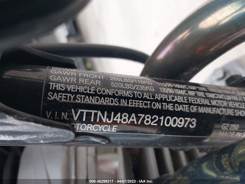 2008 SUZUKI GZ250 - VTTNJ48A782100973