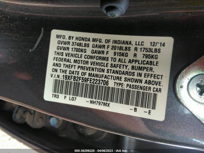 2015 HONDA CIVIC SEDAN LX - 19XFB2F59FE223706