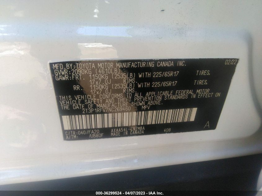 2022 TOYOTA RAV4 XLE - 2T3P1RFV7NC269460