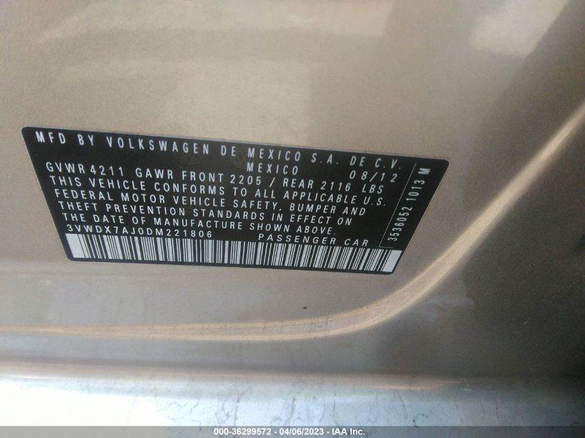 2013 VOLKSWAGEN JETTA SEDAN SE W/CONVENIENCE - 3VWDX7AJ0DM221806