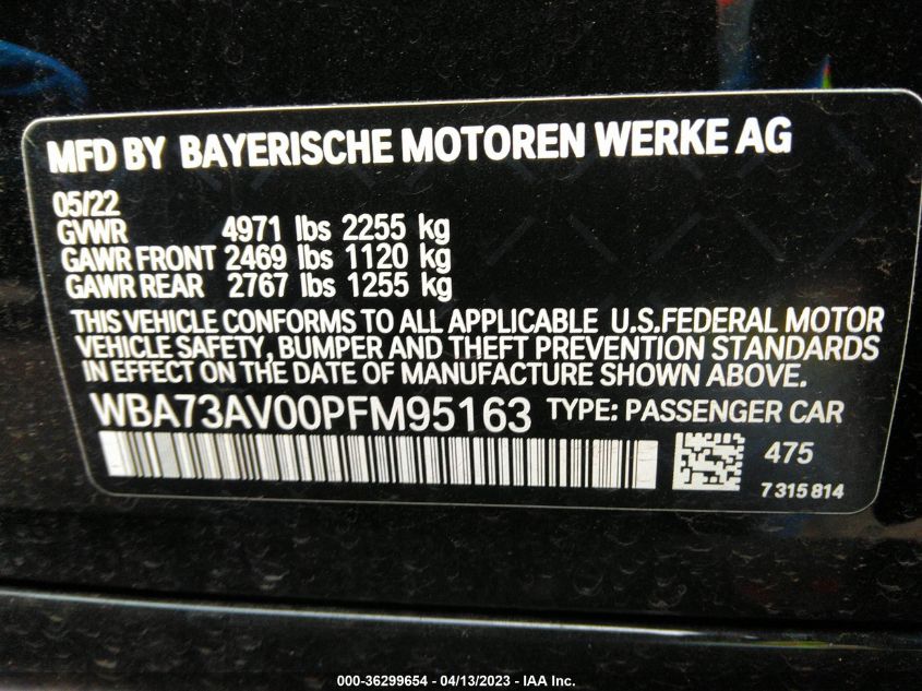 2023 BMW 4 SERIES 430I XDRIVE - WBA73AV00PFM95163
