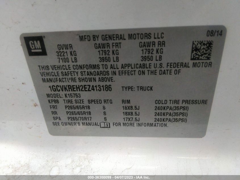2014 CHEVROLET SILVERADO 1500 LT - 1GCVKREH2EZ413186