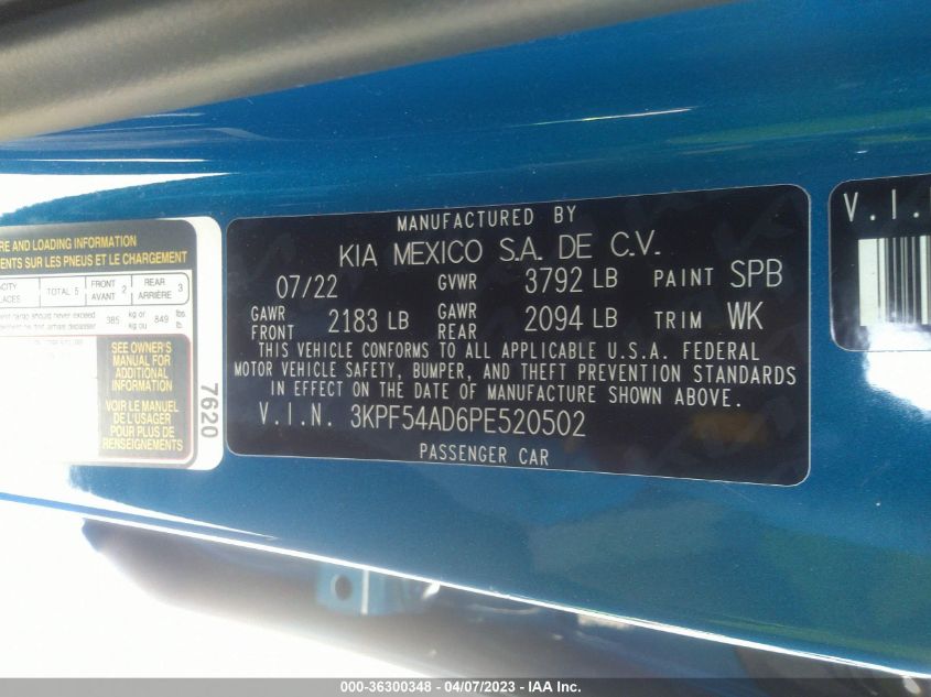 2023 KIA FORTE GT-LINE - 3KPF54AD6PE520502