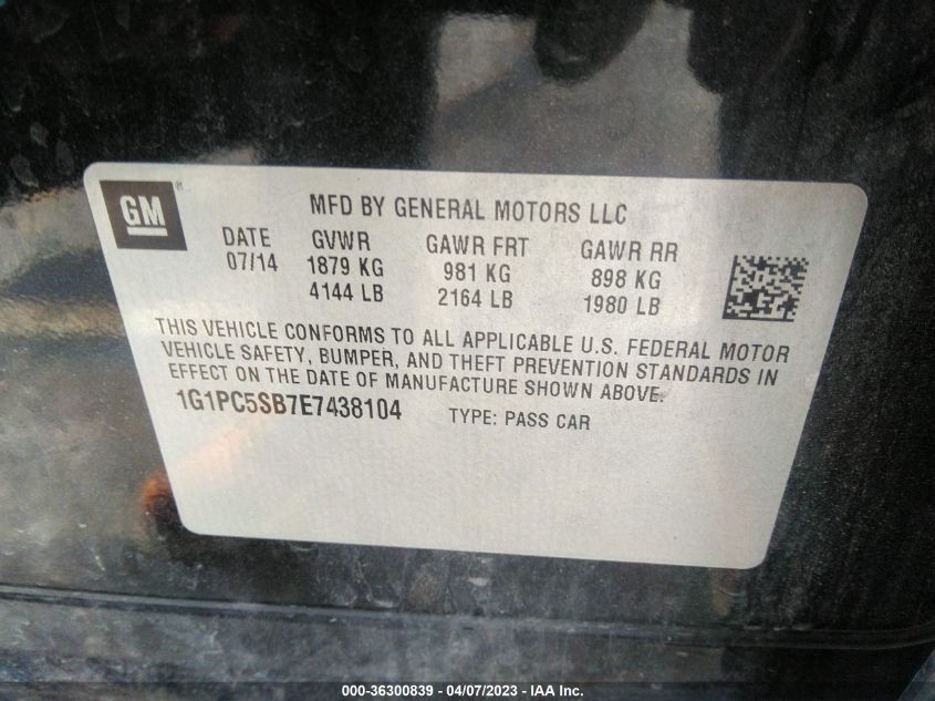 2014 CHEVROLET CRUZE 1LT - 1G1PC5SB7E7438104