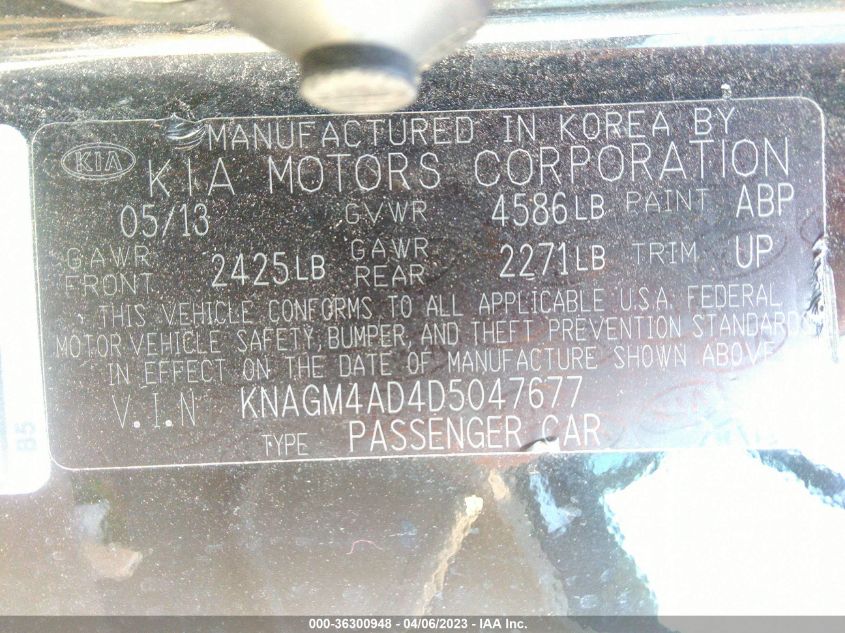 2013 KIA OPTIMA HYBRID EX - KNAGM4AD4D5047677