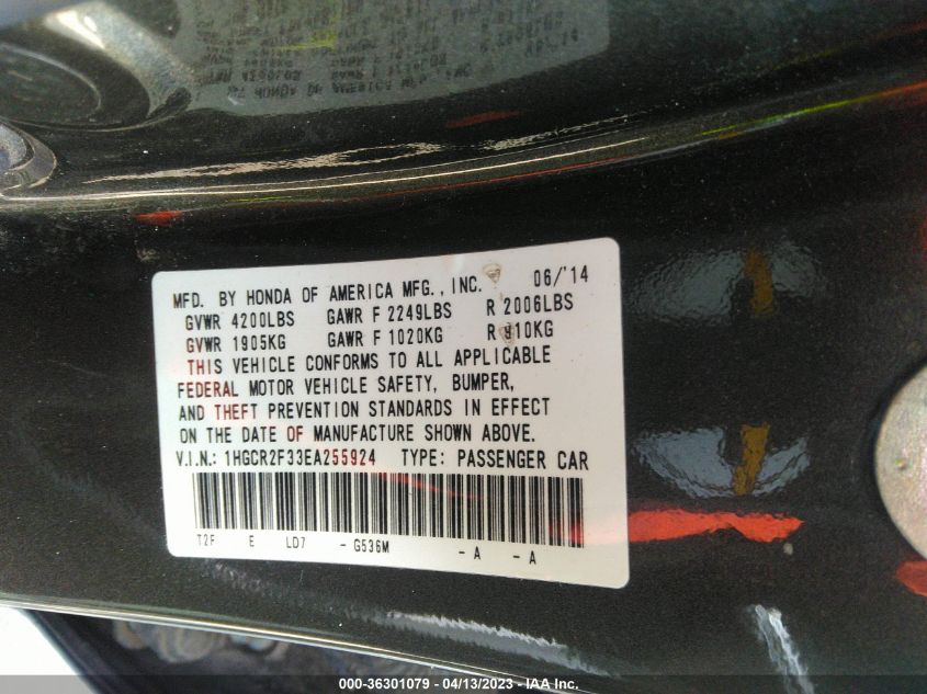 2014 HONDA ACCORD SEDAN LX - 1HGCR2F33EA255924