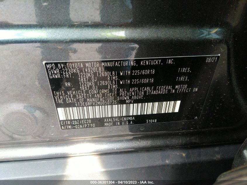 2021 TOYOTA RAV4 HYBRID XSE - 4T3E6RFV2MU050735