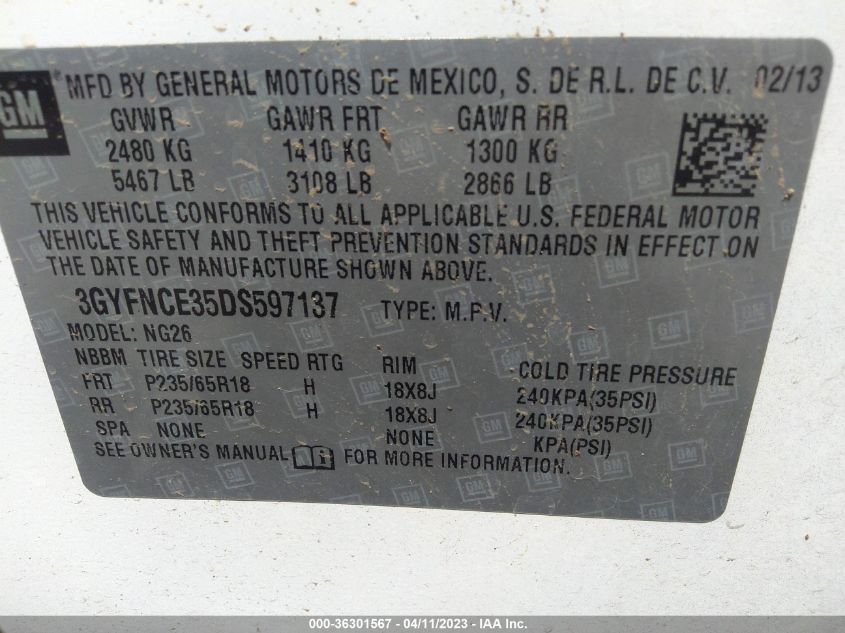 2013 CADILLAC SRX LUXURY COLLECTION - 3GYFNCE35DS597137