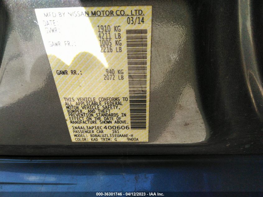 2014 NISSAN ALTIMA 2.5 SV - 1N4AL3AP1EC400606