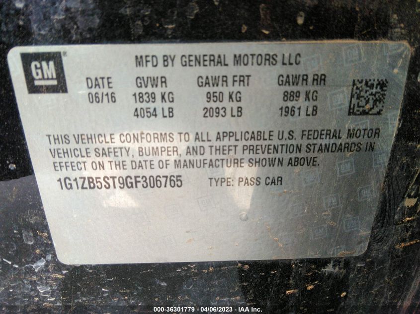 2016 CHEVROLET MALIBU LS - 1G1ZB5ST9GF306765