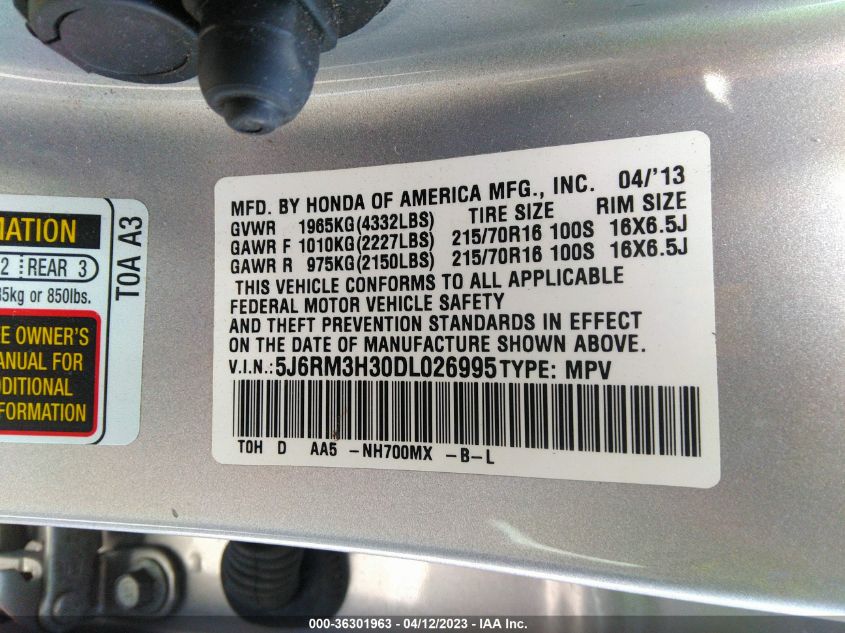 2013 HONDA CR-V LX - 5J6RM3H30DL026995