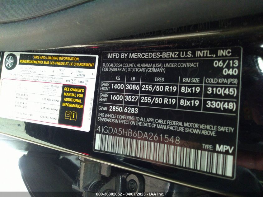 2013 MERCEDES-BENZ M-CLASS ML 350 - 4JGDA5HB6DA261548